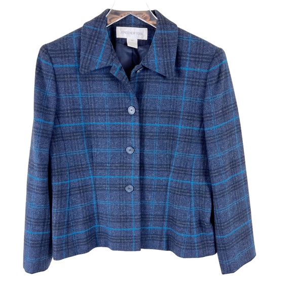 Jones New York Cashmere Blend Plaid Suit Jacket - Picture 1 of 6